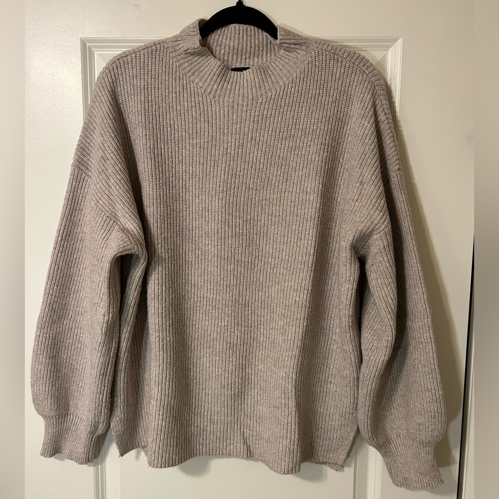 Gap light purple cable-knit, mock-neck sweater